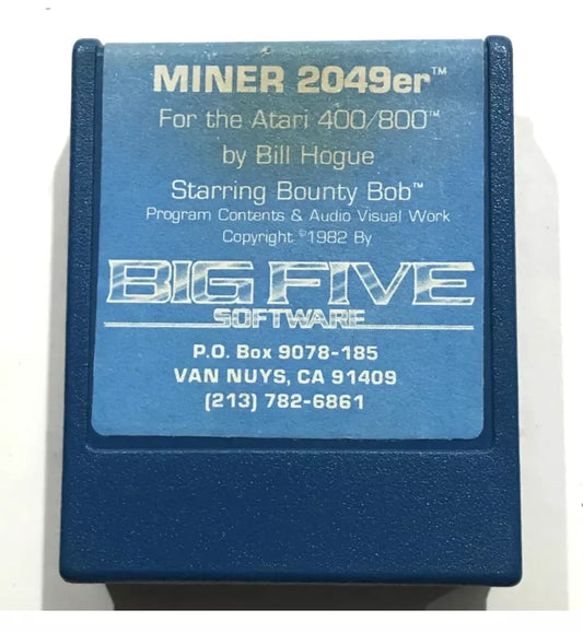 Miner 2049er Big Five Software Cartridge (Atari 400/800/1200, 1982) Blue Cart