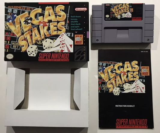 Vegas Stakes (Super Nintendo Entertainment System, 1993) SNES CIB Complete NM