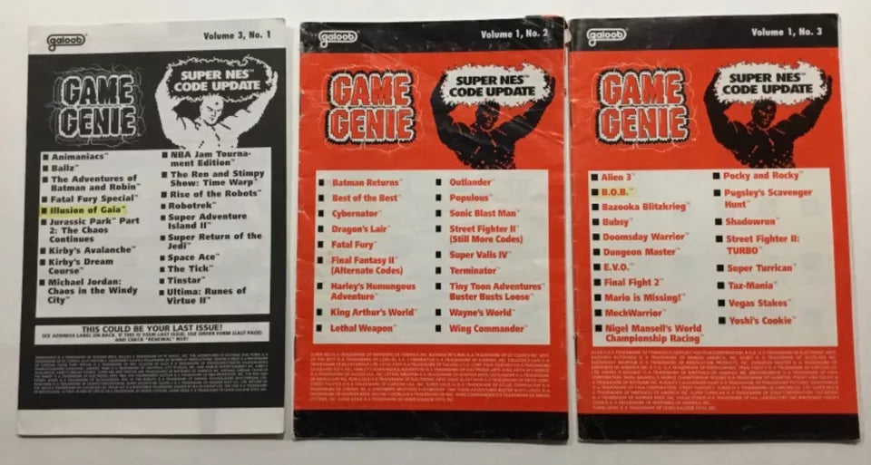 Game Genie Video Game Codebook Code Update Lot Super Nintendo SNES Volume 3 1