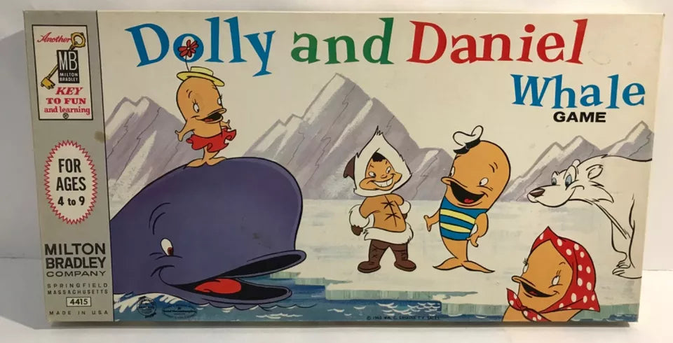 Vintage 1963 Milton Bradley Dolly and Daniel Whale Cartoon Game Near Mint